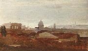 unknow artist a view overlooking a city,roman ruins and a cupola visible on the horizon Spain oil painting artist